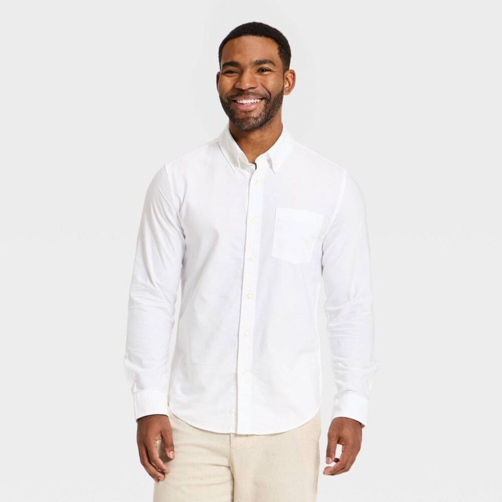 Goodfellow & Co - Men's Every Wear Long Sleeve Oxford Button-Down Sh White